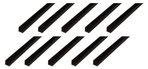 Alberts Pfostenträger Winkelprofil,PVC,schwarz,15x15x1,2/2m Bundle-Set 10x479114, Alberts Winkelprofil im Bundle, PVC, schwarz, Länge 2 m