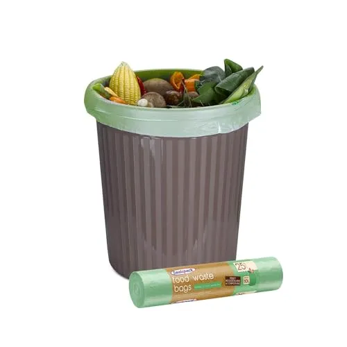 Set mit 25 biologisch abbaubaren Müllbeuteln, 10 l, kompostierbare Müllbeutel für die Mülltrennung, biologisch abbaubar, langlebig und auslaufsicher, ideal für die Küche