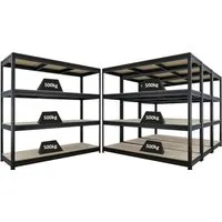 PROREGAL Schwerlastregal DINO 4x 180x200x60cm mit 4 Fachböden - Das PROREGAL Schwerlastregal DINO ist ideal für gewerbliche Lagerung. Mit einer hohen Traglast von bis zu 600kg pro Fachboden und einfacher Steckmontage bietet es Flexibilität und Robustheit für Werkstätten und Lager.