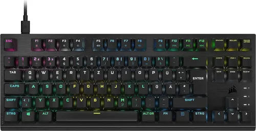 Corsair K60 PRO TKL RGB - Optisch-mechanische Gaming-Tastatur, blitzschnelle OPX Linear-Schalter und kompaktes Design für platzsparendes Gaming