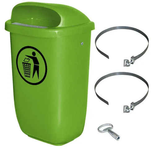 BRB Abfall-Behälter für den Außenbereich, 50 Liter - Haushaltszubehör, robust und wetterfest aus PE-HD, ideal für öffentliche Plätze mit einfacher Entleerung durch Aushängen.