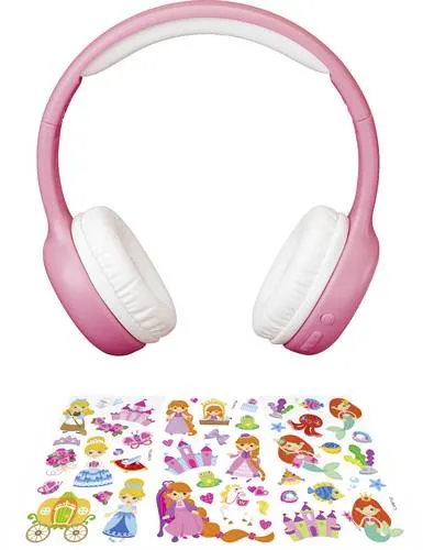 Lenco HPB-110PK - Faltbare Kinder Bluetooth Kopfhörer - Pink - Kopfhörer mit Volumenbegrenzung für sicheres Hören, faltbar und mit tollen Aufklebern personalisierbar. Ideal für Kinder, schützt das Gehör bei hochwertigem Sound.