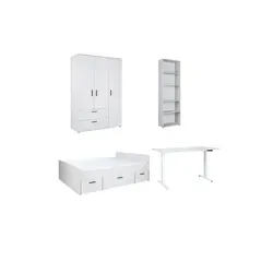 Jugendzimmer 4er-Set, holzfarben - Komplett-Jugendzimmer in hochwertiger Holzoptik, Maße: 532x188 cm, ideal für stilvolle und funktionale Raumgestaltung.