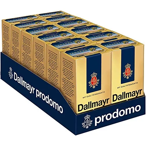 Dallmayr Prodomo 500 g, 12er Pack - Hochwertiger Arabica-Kaffee - Kaffee aus besten Anbaugebieten, schonend veredelt für vollmundigen Genuss. Ideal für Kaffeeliebhaber, die Wert auf Qualität legen.