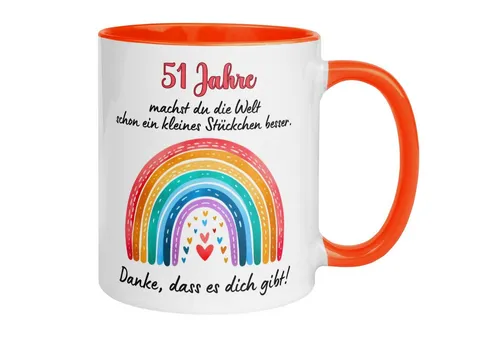 Momentals Tasse 51. Geburtstag Frau – „Du machst die Welt besser“ – Geschenk Frauen, Beidseitiger Druck · Links- & Rechtshänder · Spülmaschinenfest