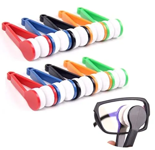 10x Brillenreiniger in Zangenform | Brillenputzer Set [auch als Schlüsselänhänger tragbar] | Lesebrille, Sonnenbrille Reinigung | Reinigungsblöcke aus Microfaser | Brillenputztuch | Handyreiniger