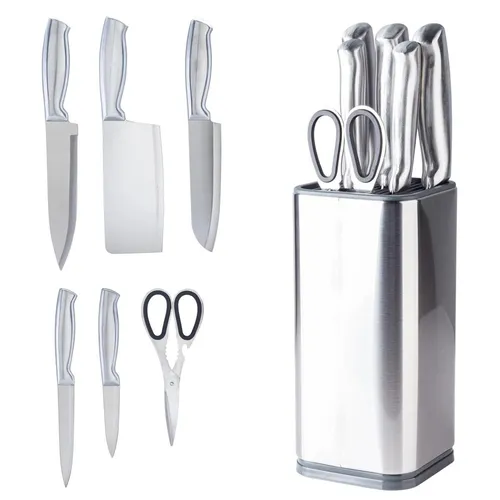 HOOZ Messer-Set Heimwerk Germany – 7-teiliges Edelstahl Küchenmesser Set mit Messerblock