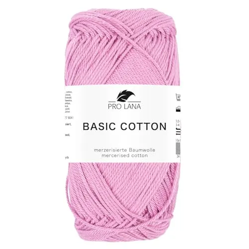 Pro Lana BASIC COTTON Baumwollgarn 50 g ideal für Kleidung, Spielzeug, Accessoires 125 m, Farbe:242 - blüte