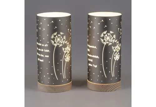 formano Tischleuchte Sprüche, LED, mit Timerfunktion, Grau, Sprüche, H: 20cm