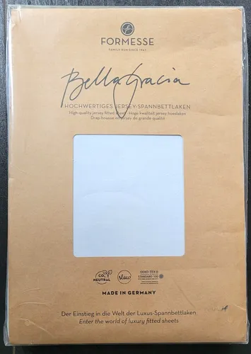 Formesse Bella Gracia Jersey-Spannbettlaken himmelblau - Bettlaken für Erwachsene, Jugendliche und Kinder, 60° waschbar, trocknergeeignet und ideal für Boxspring- und Wasserbetten. Größe: 90-100 x 200-220 cm, modernes Design mit Rundum-Gummizug.