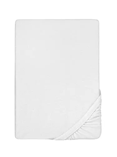 biberna Frottee-Stretch-Spannbetttuch 0012344 - Weiß, 180x200 cm - Hochwertiges Spannbetttuch aus 80% Baumwolle, atmungsaktiv und hautsympathisch. Dauerelastisch mit Rundumgummi für perfekten Sitz, waschbar bis 60°C und trocknergeeignet. Ideal für Matratzenhöhe bis 22 cm.