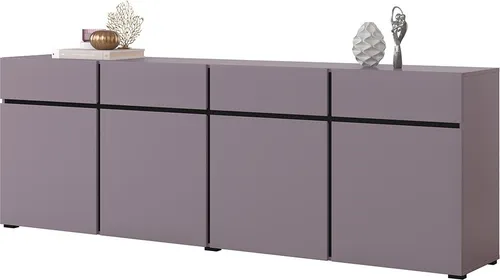 Buffet HAVANA 225 cm – Stilvolles Pastellviolett und Schwarz mit 4 Türen und 4 Schubladen