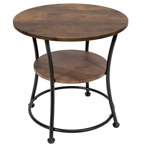 WERKSTAR Couchtisch Kaffeetisch Sofatisch Beistelltisch mit Ablage Wohnzimmertisch Wohnzimmer hoch 55cm Rundes Design Runder Couchtisch Coffee Table Industrie-Design LOFT rustikale Eiche Rustical Oak