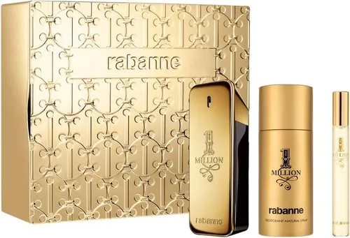 Paco Rabanne 1 Million Eau De Toilette 100ml Geschenkset - Parfüm-Geschenkset mit 100ml Eau de Toilette, 150ml Deospray und 10ml Eau de Toilette, ideal als Geschenk für Männer und perfekt für besondere Anlässe.