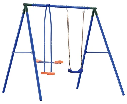 vidaXL Outdoor Schaukelrahmen mit Gleiter für bis zu 3 Kinder - Gestalte deinen Garten zum Spielparadies! Unser wetterfester Schaukelrahmen aus robustem Stahl bietet Platz für bis zu 3 Kinder und sorgt für sicheren Spielspaß. Der höhenverstellbare Sitz passt sich mit deinem Kind an.