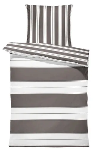 One Home Bettwäsche Streifen, Renforcé, 2-teilig, für angenehme Nächte - Moderne Bettwäsche im Set mit einem Bettbezug (135 x 200 cm) und einem Kissenbezug (80 x 80 cm). Hergestellt aus 70% Baumwolle und 30% Polyester für ein angenehmes Schlafgefühl. Pflegeleicht und für alle Jahreszeiten geeignet.