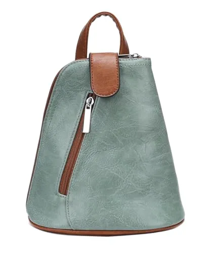 ITALYSHOP24 OBC Damen Rucksack Schultertasche Umhängetasche Backpack Handtasche Crossover Crossbody Henkeltasche Reise Stadtrucksack Mint