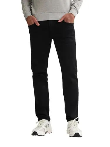 Petrol Hombre Men Denim Slim fit Jeans, Black-Black, 38W x 36L