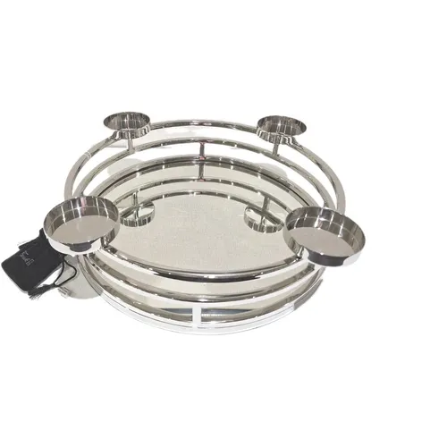 Fink MODENA Adventskranz mit Spiegeltablett aus Edelstahl - Nussknacker - Eleganter Adventskranz mit 40 cm Durchmesser, ideal für Stumpenkerzen und handgefertigt aus hochwertigem Edelstahl, ein echter Blickfang für Ihr Zuhause.