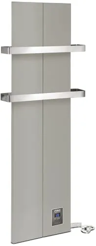 Finesa-D Badheizkörper elektrisch mit Thermostat 1000×408 mm – Flacher Handtuchheizkörper in Grau-Metallic - Der Finesa-D Badheizkörper (1000×408 mm) bietet mit 700 W Leistung und digitalem Thermostat effiziente Wärme für Ihr Badezimmer. Robuste Materialien und integrierte Sicherheitsfunktionen garantieren höchsten Komfort.