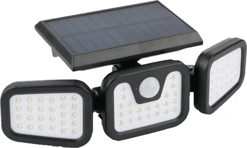 LED-Solarlampe SUNARI FLS-03 mit Bewegungsmelder - Gartenleuchte mit 600lm Helligkeit, drei unabhängigen LED-Paneelen und IP65 Schutz gegen Feuchtigkeit. Ideal für effiziente und flexible Außenbeleuchtung.