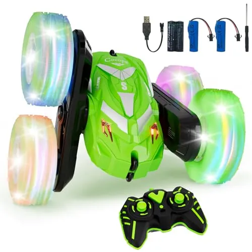 Cocopa Ferngesteuertes Auto für Kinder mit Licht, Kinderspiele 3 4 5 6 7 Jahre, Geschenk für Kinder 4 5 6 7 8 9 Jahre männlich Spielzeug Weihnachten Geburtstag, 4WD RC ferngesteuertes Auto 4 x 4 (grün