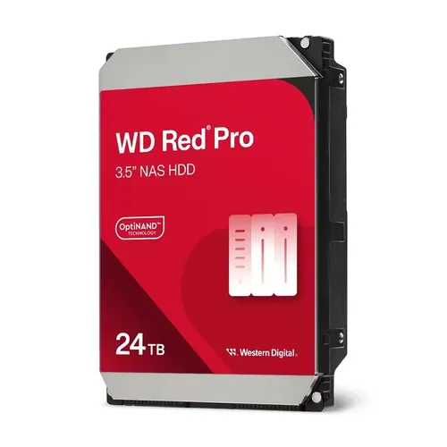 WD Red Pro 24TB NAS Festplatte - 24TB Speicherkapazität, optimiert für NAS-Systeme und ideal für hohe Datenlasten und 24/7-Betrieb.