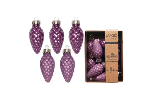 MAGIC by Inge Christbaumschmuck, Christbaumschmuck Zapfen 4,5cm Glas 12 Stück - Wild Mauve