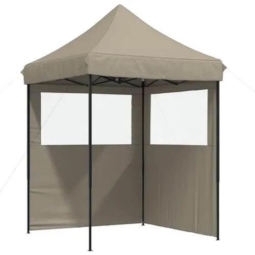 vidaXL Faltpavillon Partyzelt mit 2 Seitenteilen in beige von vidaXL