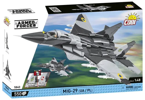 COBI 5840 MiG-29 Blockmodell 1:48 – 550 Bausteine - Konstruktionsspielzeug: Detailgetreues Modell des MiG-29 für Militärenthusiasten, kompatibel mit LEGO und MEGA, fördert Kreativität und Geschicklichkeit.
