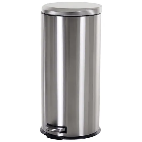 HOMCOM 30L Edelstahl Treteimer - Haushaltszubehör mit 30L Kapazität, rostfreiem Edelstahl und Soft-Verschluss für geräuschloses Öffnen - ideal für Wohnzimmer und Büro.