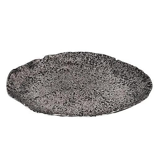 EGLO LIVING Dekoschale Forleyet, elegante Schale zum Dekorieren, runder Dekoteller handmade aus Aluminium in Nickel-Antik, Metallschale Ø 42 cm