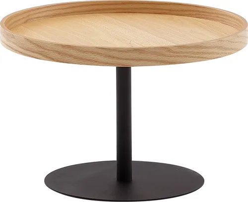 Couchtisch 61x61x40 cm Sofatisch Holz / Metall Wohnzimmertisch Eiche | Design Stubentisch Modern Rund | Holztisch Kaffeetisch | Tisch Wohnzimmer