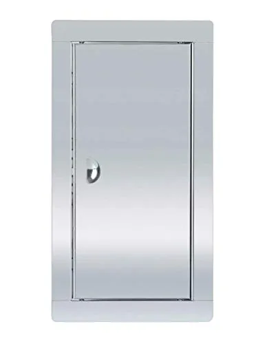 ADGO Revisionstür 15x30 cm, Wartungsklappe, Revisionsklappe Edelstahl mit Riegel, Revisionsklappen trockenbau, Serviceklappe Metall Silber, zum Abdecken des Gehäuses, Löcher in der Wand, 1 Stück