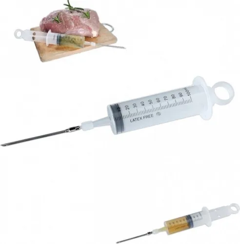 ORION BIG Fleischspritze - Marinieren leicht gemacht - Sonstige Küchenhelfer, ideal zum schnellen Marinieren und Füllen von Fleisch mit intensiven Aromen dank rostfreier Edelstahlnadel und 100ml Fassungsvermögen.