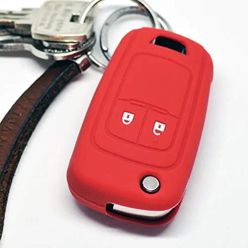 Soft Case Silikon Auto Schlüssel Schutz Hülle Klappschlüssel Rot kompatibel mit Opel Chevrolet ab 2008