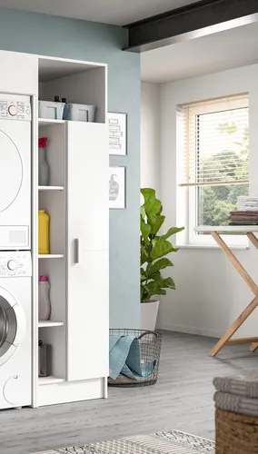 xonox.home Universalschrank Free – Moderner Hochschrank in Weiß - Hoch- & Midischränke fürs Bad: Der xonox.home Universalschrank Free bietet viel Stauraum mit 3 Einlegeböden und 1 Kleiderstange. Ideal für die Organisation von Badutensilien und pflegeleichtes, zeitloses Design.