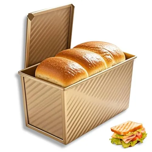 OlBuWa Brotbackform mit Deckel Antihaft Brotbackform mit Deckel zum Backen Brotbackform mit Deckel Brotbackform mit Deckel Brotbackform 450g (Gold)
