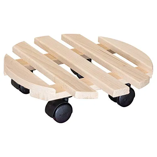 Wagner Pflanzenroller PALETTI Ø 30 x 8 cm I Pflanzenroller für Innenbereich I Blumenroller aus FSC®-Massivholz, Buche Natur I Kübelroller aus Holz I Tragkraft 100 kg I Made in EU - 20031801