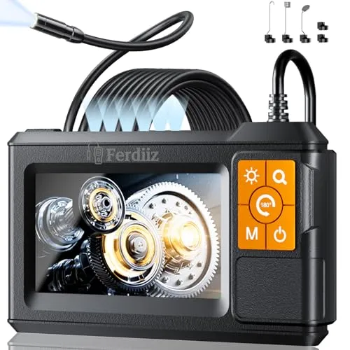 Endoskopkamera mit Licht Ferdiiz, 1080P HD Inspektionskamera mit 4,3-Zoll-IPS-Bildschirm, IP67 wasserdichte Rohrkamera, 8 Einstellbare LED-Kanalkamera - 5M