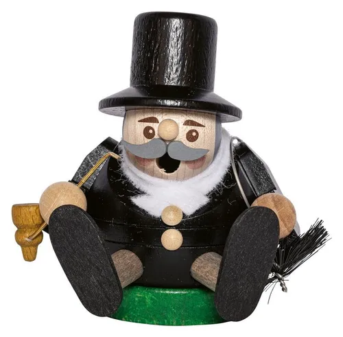 Glässer Volkskunst 'Minikugelrauchmann Essenkehrer' 8cm - Nussknacker: Handgefertigte Figur aus Holz, bringt festliche Stimmung und traditionelle Weihnachtsatmosphäre in Ihr Zuhause.
