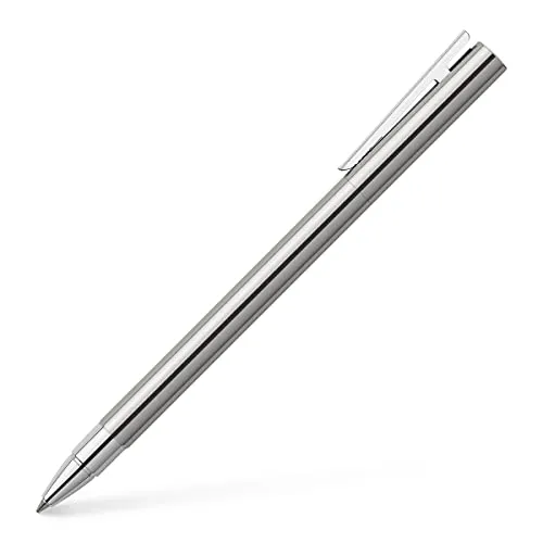 FABER-CASTELL Tintenroller NEO Slim Edelstahl, glänzend - Schreibutensilien mit schlankem, edlem Design aus verchromtem Edelstahl, ideal für stilbewusste Berufseinsteiger und bietet ein angenehmes Schreiberlebnis dank schnelltrocknender Mine.