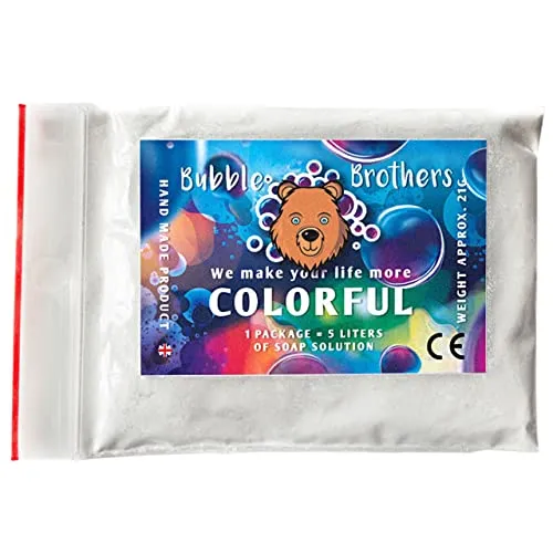 Bubble Brothers Riesenseifenblasen Pulver für 5 Liter Seifenblasenlösung Seifenblasen Nachfüllflasche für Seifenwasser Party Geburtstag Hochzeit Giant Soap Bubble Mixture Seifenblasenflüssigkeit