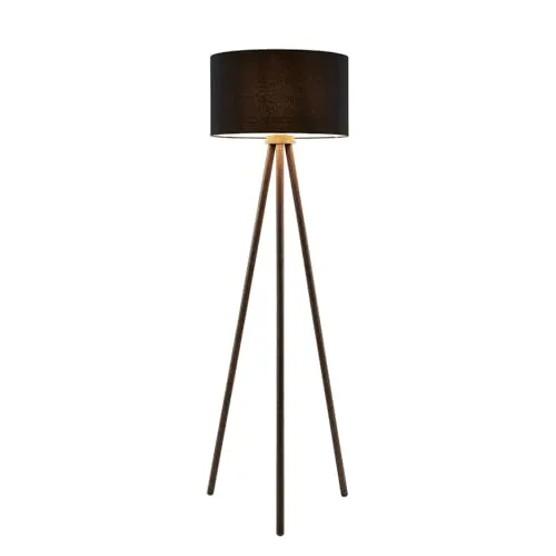 Lindby Stehlampe Majken - Elegante skandinavische Stehleuchte in Schwarz aus Holz - Standleuchten & Deckenfluter mit Schalter für individuelle Lichtgestaltung, ideal für eine gemütliche Atmosphäre in jedem Raum.