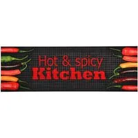 vidaXL Küchenteppich Hot & Spicy 60x300 cm - Teppich für Küche und Flur, maschinenwaschbar und rutschfest, sorgt für Sicherheit und Wärme, ideal für Innen- und Außenbereiche.