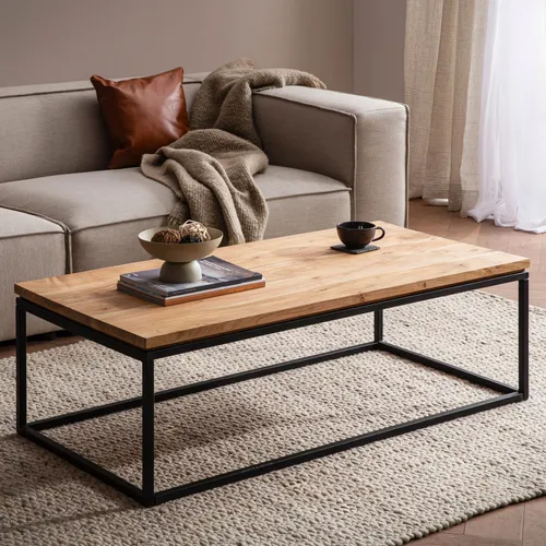 Produktbild FineBuy Couchtisch 120x60 cm aus Akazie Massivholz