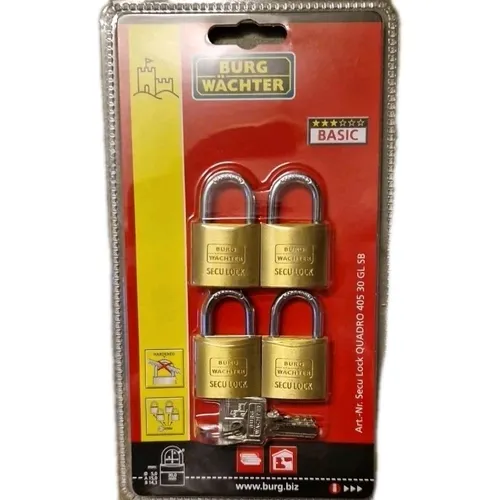 Stück Zylinder-Vorhängeschloss Burg-Wächter 30mm gleichschließend Messing 4