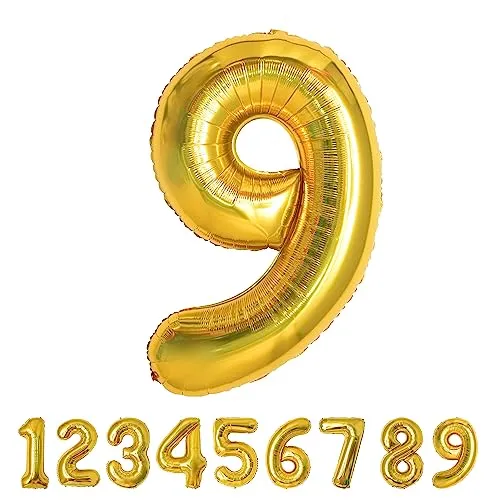 Geburtstag zahlen luftballon 9 jahre Folienballon Kindergeburtstag Deko Gold-Mädchen Junge Geburtstag 9 jahr 40