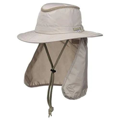 Conner Hut Sonnenhut Outdoorhut mit Nackenschutz Sommerhut Strandhut Safarihut Damen/Herren - Stoffhut Reisehut Kinnband, Klettverschluss Frühling-Sommer Sommer - M (56-57 cm) beige