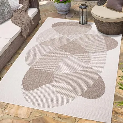Carpet City Outdoorteppich DUO RUG 5835 - Wetterfester Wendeteppich für In- & Outdoor - Teppich für Balkon, Terrasse oder Wohnzimmer, wasser- und schmutzabweisend, robust und strapazierfähig, ideal für geschützte Außenbereiche.